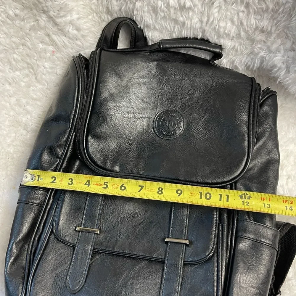 Unisex XDL vintage Black Faux leather large backpack slim laptop backpack